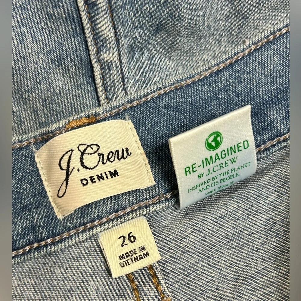 J Crew 10” High Rise Billie Demi Boot Crop Button Fly Raw Hem Jeans